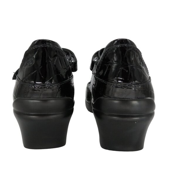 ARAVON Women's Black Patent Croc Embossed Mary Jane 'Maya' Comfort Shoes 6.5 D - Picture 7 of 12